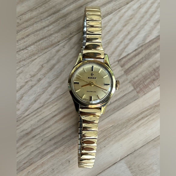 RADO Ladies Watch Super Rare Gold Plated Vintage Mechanical Stretch Bracelet - Picture 3 of 11